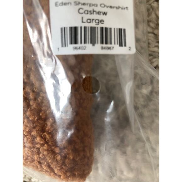 Marine Layer Eden Overshirt Cozy Sherpa Teddy Jacket Cashew Brown NWT Large - Picture 7 of 9